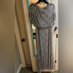 Adrianna Papell silver beaded gown, new with tags!